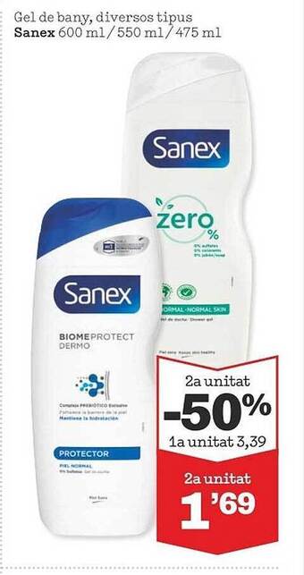 Sorli Gel de bany diversos tipus sanex oferta