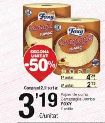 SPAR Fragadis Segona unitat -50% paper de cuina cartapaglia jumbo foxy oferta