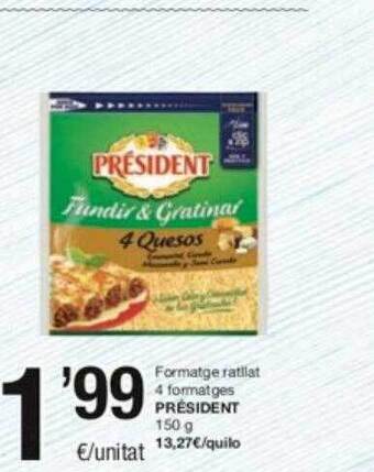 SPAR Fragadis Formatge ratllat 4 formatges président oferta