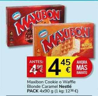Supermercados Charter Maxibon cookie o waffle blonde caramel nestlé oferta