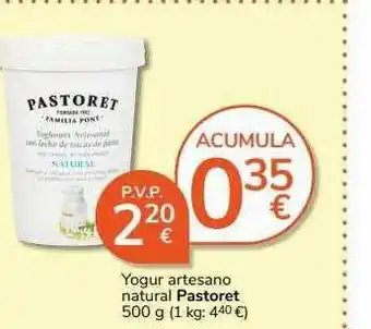 Supermercados Charter Yogur artesano natural pastoret oferta