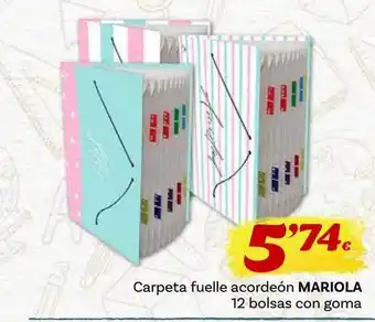 Carpeta fuelle acordeón mariola 12 bolsas con goma