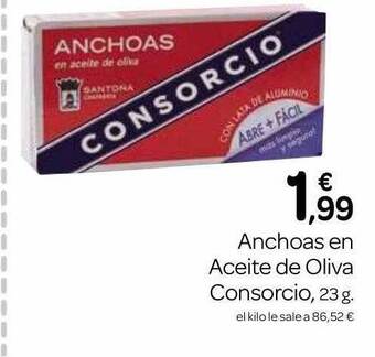 Supermercados El Jamón Anchoas en aceite de oliva consorcio oferta