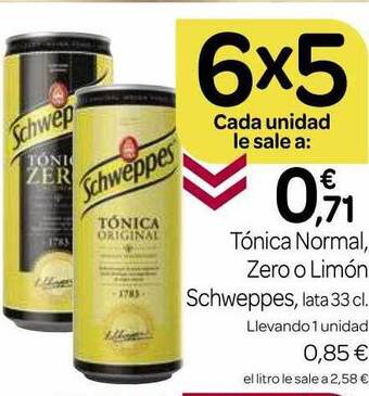 Supermercados El Jamón Tónica normal zero o limón schweppes oferta