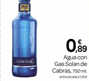 Supermercados El Jamón Agua con gas solan de cabras oferta