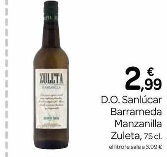 Supermercados El Jamón D.o. sanlúcar barrameda manzanilla zuleta oferta
