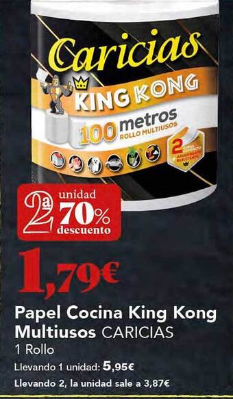 Gadis 2a unidad 70% descuento papel cocina king kong multiusos caricias oferta
