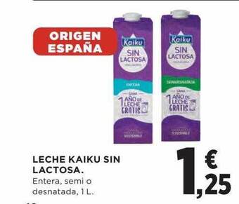Hipercor Leche kaiku sin lactosa oferta