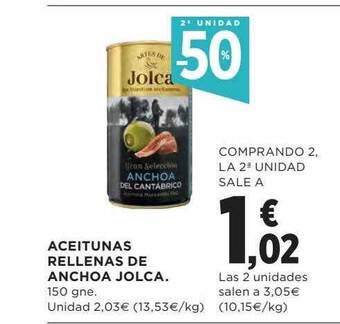 Hipercor Aceitunas rellenas de anchoa jolca oferta