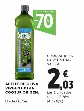 Hipercor Aceite de oliva virgen extra coosur origen oferta