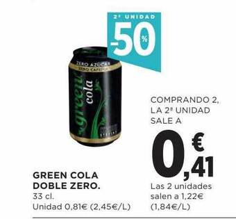 Hipercor Green cola doble zero oferta