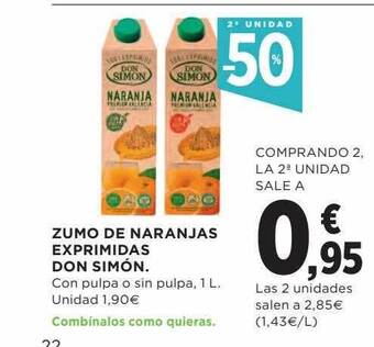 Hipercor Zumo de naranjas exprimidas don simón oferta