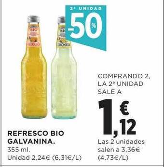 Hipercor Refresco bio galvanina oferta
