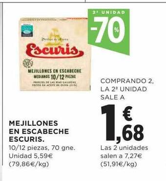 Hipercor Mejillones en escabeche escuris oferta