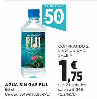Hipercor Agua sin gas fiji oferta