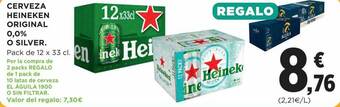 Hipercor Cerveza heineken original 0.0% o silver oferta