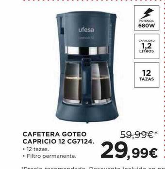 Hipercor Cafetera goteo capricio 12 cg7124 oferta