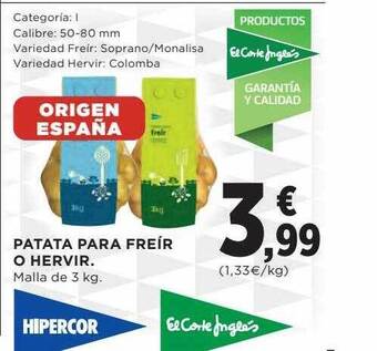 Hipercor Patata para freir o hervir oferta