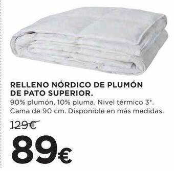 Hipercor Relleno nórdico de plumón de pato superior oferta