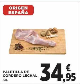 Hipercor Paletilla de cordero lechal oferta