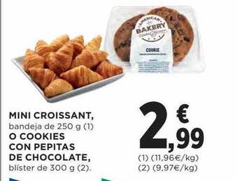 Hipercor Mini croissant o cookies con pepitas de chocolate oferta