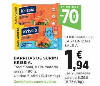 Hipercor 2a unidad -70% barritas de surimi krissia oferta