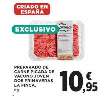 Hipercor Preparado de carne picada de vacuno joven dos primaveras la finca oferta