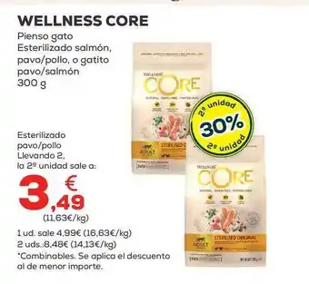 Kiwoko Wellness core pienso gato esterilizado salmón pavo pollo o gatito pavo salmón oferta