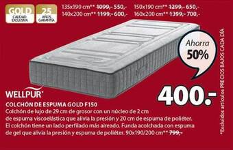 JYSK Wellpur colchón de espuma gold f150 oferta