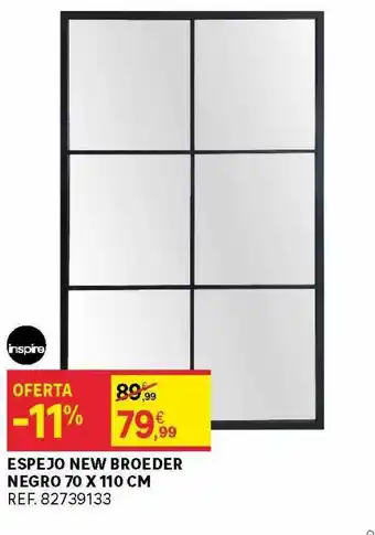 Leroy Merlin Espejo new broeder negro 70x110 cm oferta