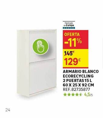 Leroy Merlin Armario blanco ecorecycling 2 puertas 15 l 60x25x92 cm oferta