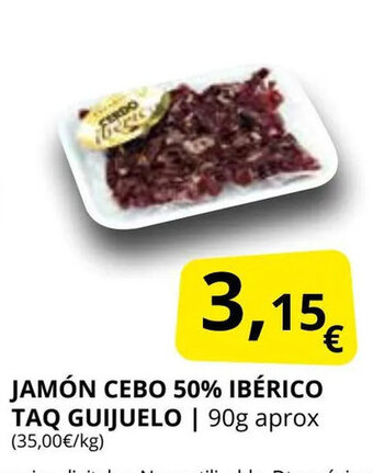 Supermercados MAS Jamón cebo 50% ibérico taq guijuelo oferta
