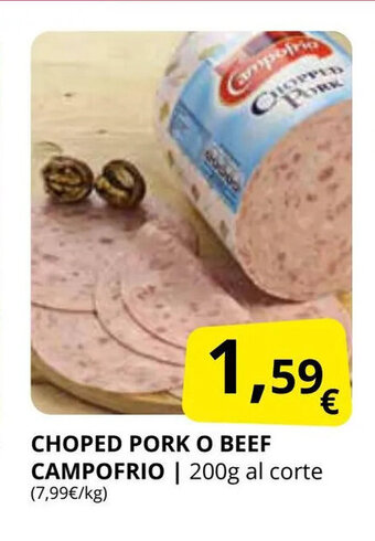 Supermercados MAS Choped pork o beef campofrio oferta