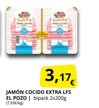 Supermercados MAS Jamón cocido extra LFS El Pozo oferta