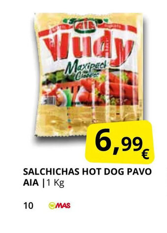 Supermercados MAS Salchichas hot dog pavo AIA oferta