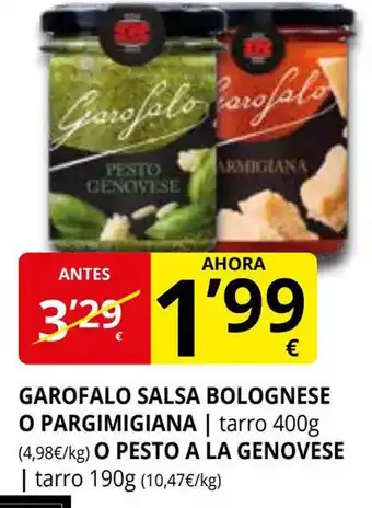 Supermercados MAS Garofalo salsa bolognese o parmigiana oferta
