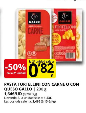 Supermercados MAS Pasta tortellini con carne o con queso gallo oferta