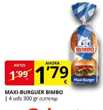 Supermercados MAS Maxi-Burguer bimbo oferta
