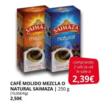 Supermercados MAS Café Molido mezcla o Natural Salmaza oferta