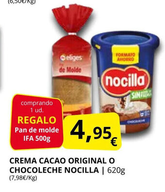 Supermercados MAS Crema cacao original o chocoleche nocilla oferta