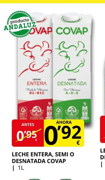 Supermercados MAS Leche Entera, Semi o Desnatada covap oferta