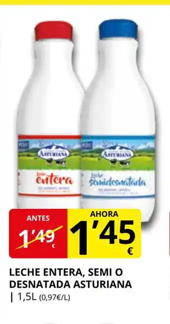 Supermercados MAS Leche entera, Semi o desnatada asturiana oferta