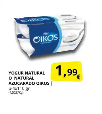 Supermercados MAS Yogur natural o natural Azucarado oikos oferta