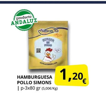 Supermercados MAS Hamburguesa Pollo Simons oferta