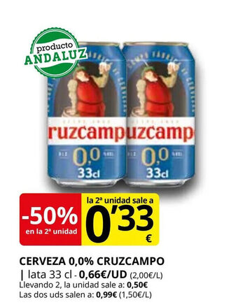 Supermercados MAS Cerveza 0,0% cruzcampo oferta