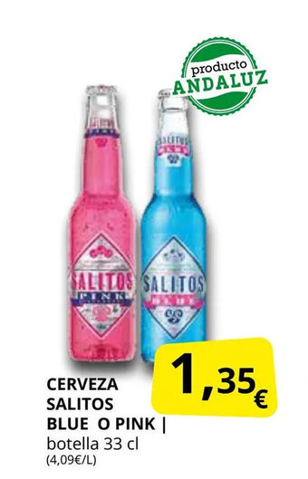 Supermercados MAS Cerveza salitos blue o pink oferta