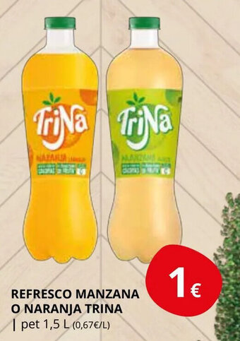 Supermercados MAS Refresco manzana o naranja trina oferta