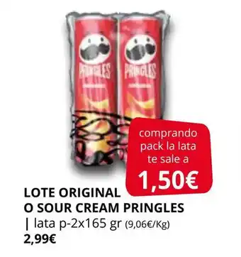 Supermercados MAS Lote original o sour cream pringles oferta