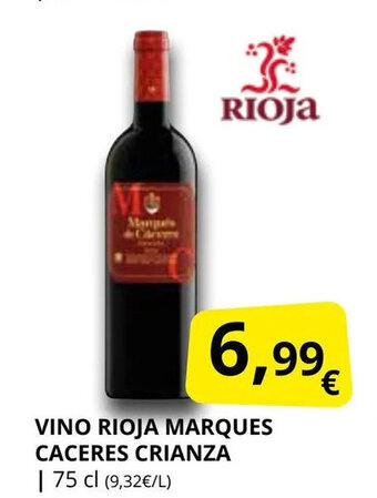 Supermercados MAS Vino rioja marques caceres crianza oferta