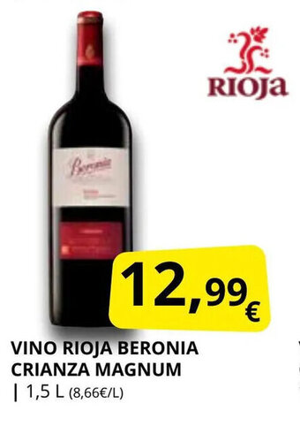 Supermercados MAS Vino rioja beronia crianza magnum oferta